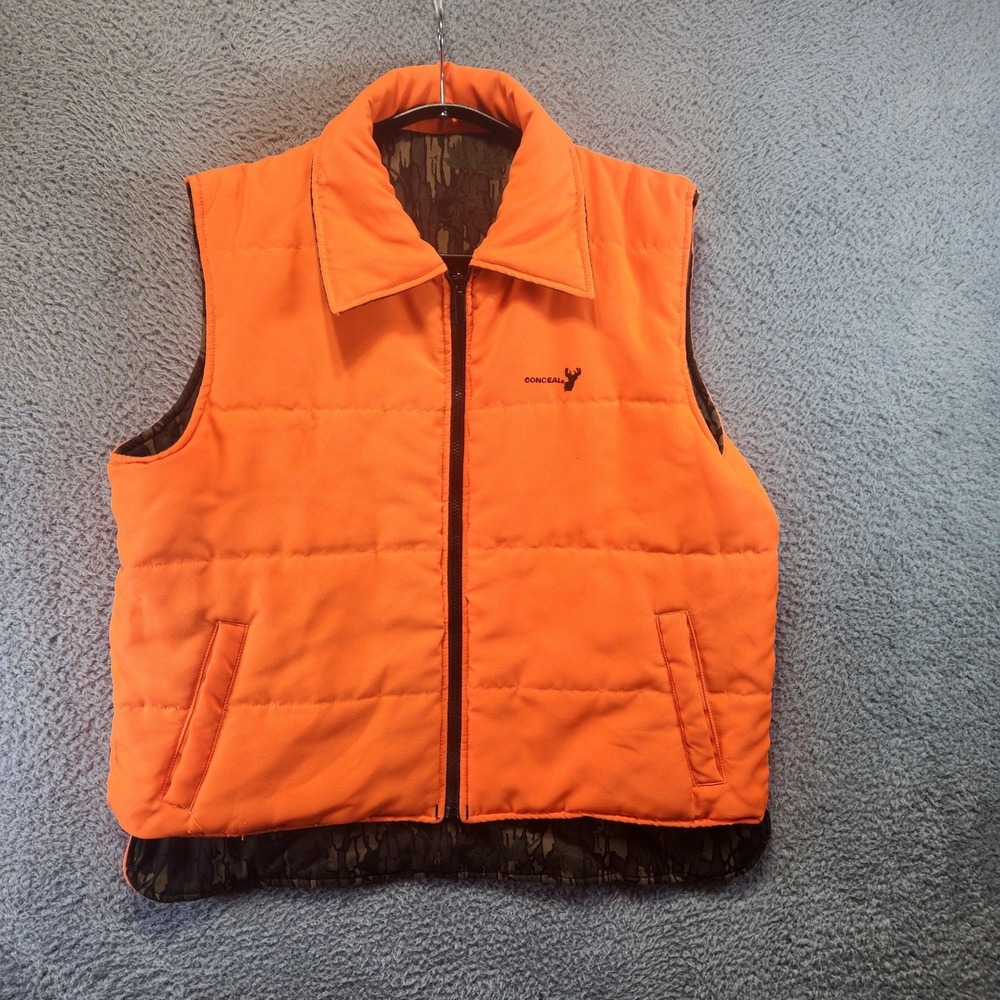 Conceal Trebark Vest Adult Large Hunting Camo Orange Full Zip Pockets Outdoor